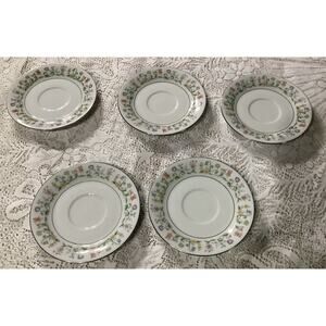 5 Ashley China Eternal Love Multicolor Floral Rim Gold Trim - Tea Cup Saucers